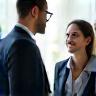 Friendly HR consultant greeting client