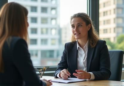 Interview in progress between HR manager and candidate