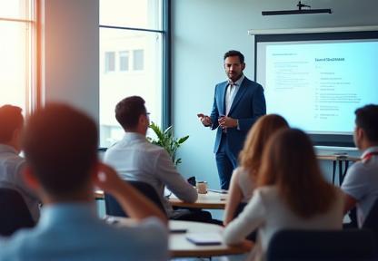 Corporate HR training in classroom setting
